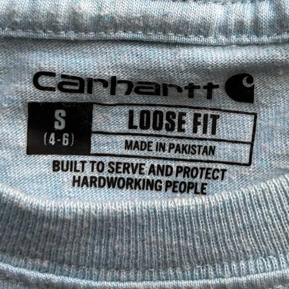 Carhartt Loose Fit Light Blue Front Pocket T Shirt Size Small - Picture 4 of 7